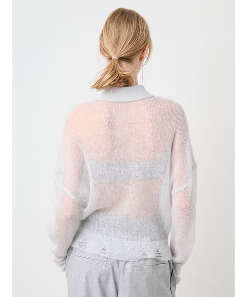 SORIN（ソリン　）の「Sheer Mohair Damage Polo/シアーモヘア ダメージポロシャツ（ポロシャツ・レディース・ライトピンク/ダークグレー/ミント・38）」の8枚目の写真