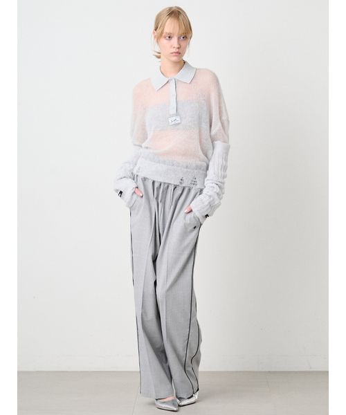 SORIN（ソリン　）の「Sheer Mohair Damage Polo/シアーモヘア ダメージポロシャツ（ポロシャツ・レディース・ライトピンク/ダークグレー/ミント・38）」の9枚目の写真