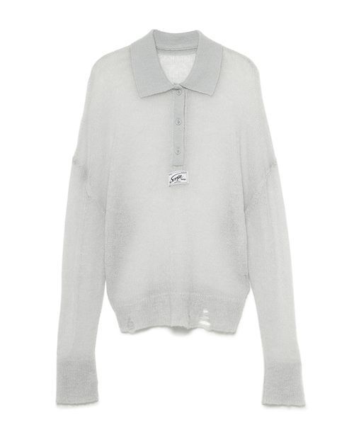 SORIN（ソリン　）の「Sheer Mohair Damage Polo/シアーモヘア ダメージポロシャツ（ポロシャツ・レディース・ライトピンク/ダークグレー/ミント・38）」の10枚目の写真