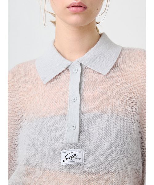 SORIN（ソリン　）の「Sheer Mohair Damage Polo/シアーモヘア ダメージポロシャツ（ポロシャツ・レディース・ライトピンク/ダークグレー/ミント・38）」の13枚目の写真