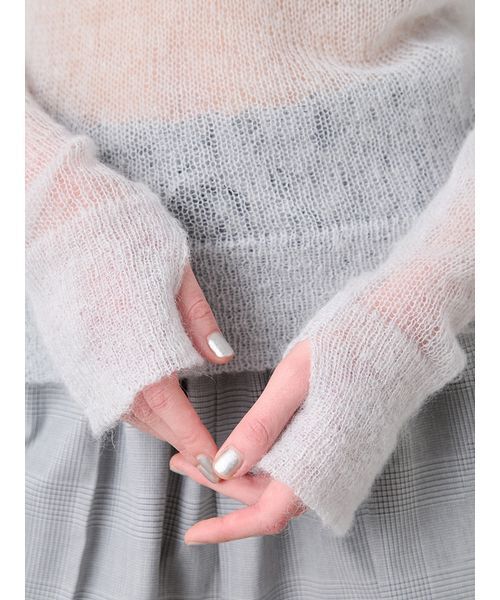 SORIN（ソリン　）の「Sheer Mohair Damage Polo/シアーモヘア ダメージポロシャツ（ポロシャツ・レディース・ライトピンク/ダークグレー/ミント・38）」の14枚目の写真
