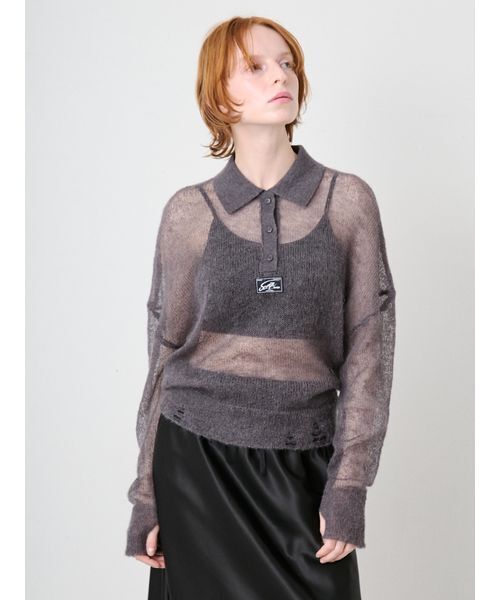 SORIN（ソリン　）の「Sheer Mohair Damage Polo/シアーモヘア ダメージポロシャツ（ポロシャツ・レディース・ライトピンク/ダークグレー/ミント・38）」の20枚目の写真