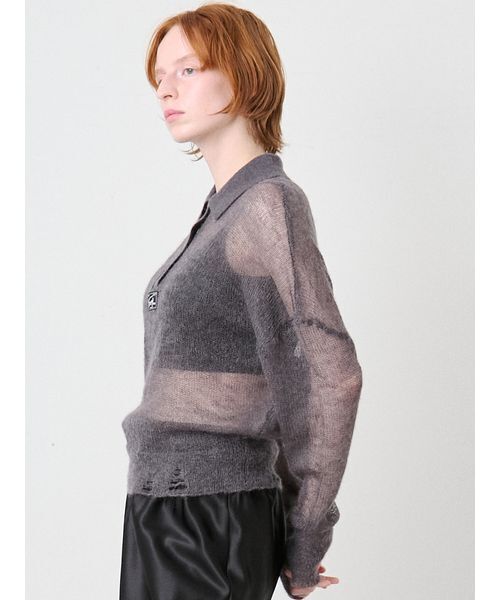 SORIN（ソリン　）の「Sheer Mohair Damage Polo/シアーモヘア ダメージポロシャツ（ポロシャツ・レディース・ライトピンク/ダークグレー/ミント・38）」の21枚目の写真