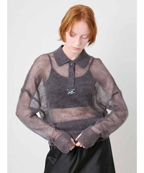 SORIN（ソリン　）の「Sheer Mohair Damage Polo/シアーモヘア ダメージポロシャツ（ポロシャツ・レディース・ライトピンク/ダークグレー/ミント・38）」の22枚目の写真