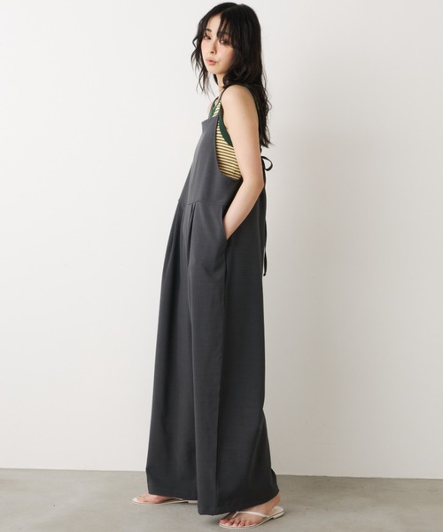 Unitage（ユニテージ）の「リネンタッチサロペット（サロペット/オーバーオール・レディース・ブラック/チャコールグレー・FREE）」の18枚目の写真