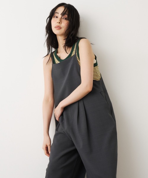 Unitage（ユニテージ）の「リネンタッチサロペット（サロペット/オーバーオール・レディース・ブラック/チャコールグレー・FREE）」の12枚目の写真