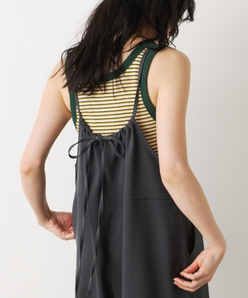 Unitage（ユニテージ）の「リネンタッチサロペット（サロペット/オーバーオール・レディース・ブラック/チャコールグレー・FREE）」の16枚目の写真