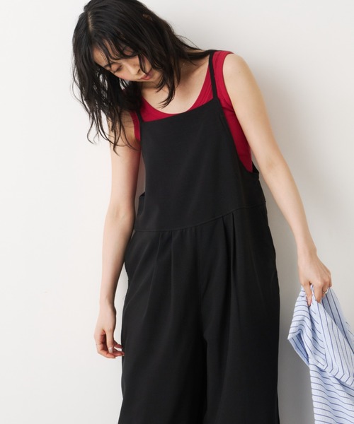 Unitage（ユニテージ）の「リネンタッチサロペット（サロペット/オーバーオール・レディース・ブラック/チャコールグレー・FREE）」の5枚目の写真