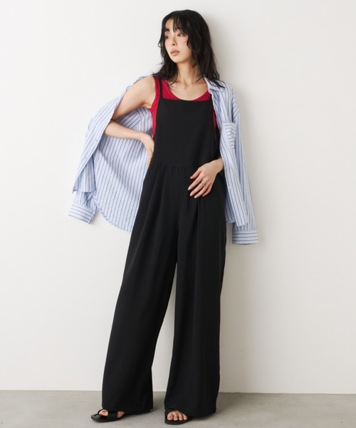 Unitage（ユニテージ）の「リネンタッチサロペット（サロペット/オーバーオール・レディース・ブラック/チャコールグレー・FREE）」の11枚目の写真