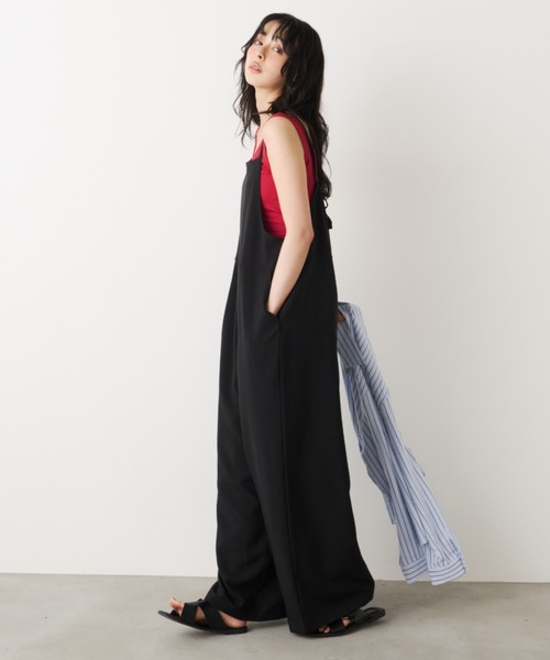 Unitage（ユニテージ）の「リネンタッチサロペット（サロペット/オーバーオール・レディース・ブラック/チャコールグレー・FREE）」の9枚目の写真