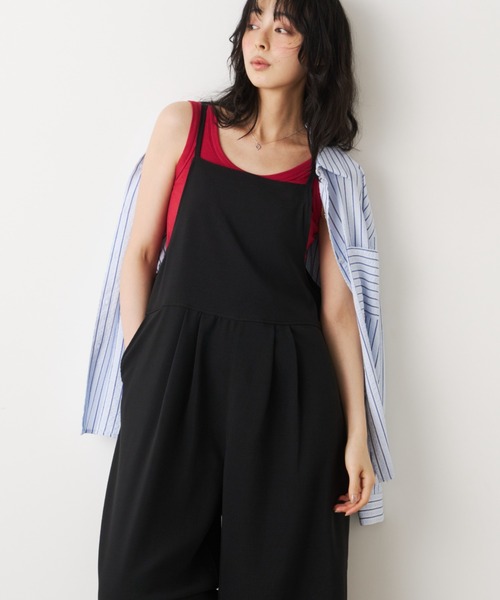 Unitage（ユニテージ）の「リネンタッチサロペット（サロペット/オーバーオール・レディース・ブラック/チャコールグレー・FREE）」の6枚目の写真