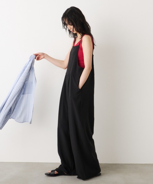 Unitage（ユニテージ）の「リネンタッチサロペット（サロペット/オーバーオール・レディース・ブラック/チャコールグレー・FREE）」の10枚目の写真