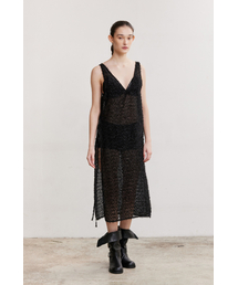 AFTERHOURS（アフターアワーズ）の「V-NECK GLITTER LAYERED DRESS (BLACK)（ワンピース）」