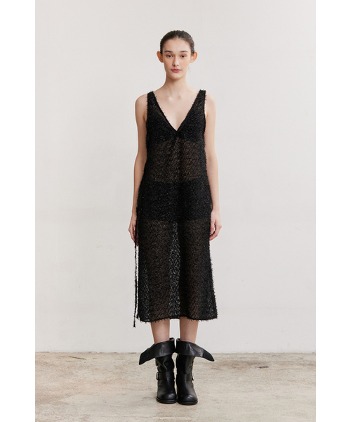 AFTERHOURS（アフターアワーズ）の「V-NECK GLITTER LAYERED DRESS (BLACK)（ワンピース・レディース・その他・FREE）」の2枚目の写真