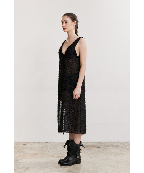 AFTERHOURS（アフターアワーズ）の「V-NECK GLITTER LAYERED DRESS (BLACK)（ワンピース・レディース・その他・FREE）」の3枚目の写真