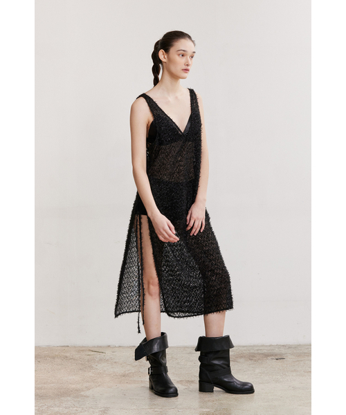 AFTERHOURS（アフターアワーズ）の「V-NECK GLITTER LAYERED DRESS (BLACK)（ワンピース・レディース・その他・FREE）」の4枚目の写真