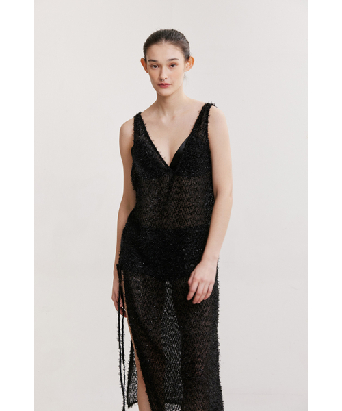 AFTERHOURS（アフターアワーズ）の「V-NECK GLITTER LAYERED DRESS (BLACK)（ワンピース・レディース・その他・FREE）」の5枚目の写真