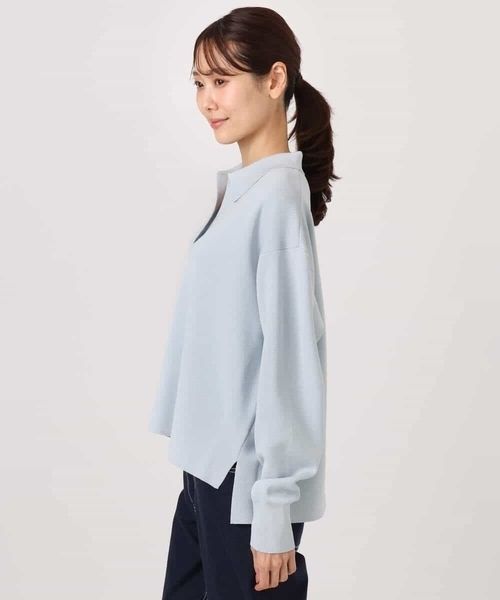 MK MICHEL KLEIN(エムケーミッシェルクラン)の「衿付きラガーニット/洗える(ニット/セーター・レディース・ライトブルー/ネイビー・38)」の12枚目の写真