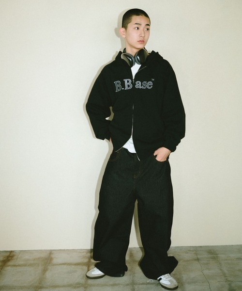 BROKEN BASE（ブロークンベース）の「B.Base Glitter Double-Zip Hoodie / B.Base グリッターダブルジップフーディー（パーカー・メンズ・ブラック/グレー/ネイビー/レッド・LARGE/MEDIUM/SMALL）」の7枚目の写真