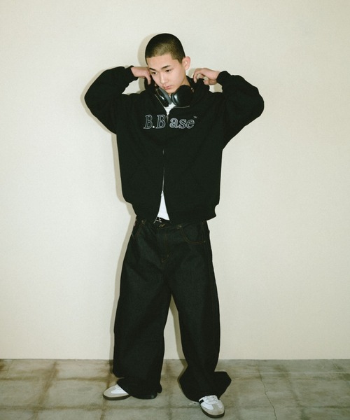 BROKEN BASE（ブロークンベース）の「B.Base Glitter Double-Zip Hoodie / B.Base グリッターダブルジップフーディー（パーカー・メンズ・ブラック/グレー/ネイビー/レッド・LARGE/MEDIUM/SMALL）」の8枚目の写真