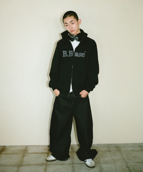 BROKEN BASE（ブロークンベース）の「B.Base Glitter Double-Zip Hoodie / B.Base グリッターダブルジップフーディー（パーカー・メンズ・ブラック/グレー/ネイビー/レッド・LARGE/MEDIUM/SMALL）」の10枚目の写真