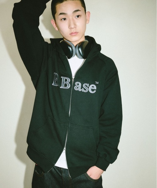 BROKEN BASE（ブロークンベース）の「B.Base Glitter Double-Zip Hoodie / B.Base グリッターダブルジップフーディー（パーカー・メンズ・ブラック/グレー/ネイビー/レッド・LARGE/MEDIUM/SMALL）」の12枚目の写真