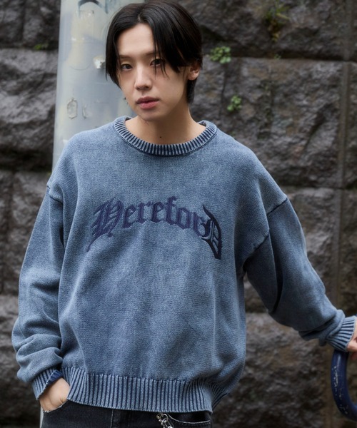 WEGO（ウィゴー）の「WEGO/【26年春夏新作】ブリーチニットグラフィックプルオーバー（ニット/セーター・メンズ・ピンク/ブラウン/ネイビー/ブラック系その他・LARGE/MEDIUM）」の5枚目の写真