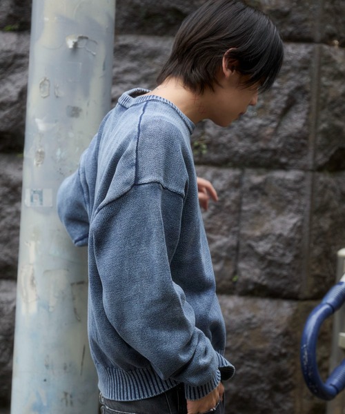 WEGO（ウィゴー）の「WEGO/【26年春夏新作】ブリーチニットグラフィックプルオーバー（ニット/セーター・メンズ・ピンク/ブラウン/ネイビー/ブラック系その他・LARGE/MEDIUM）」の7枚目の写真