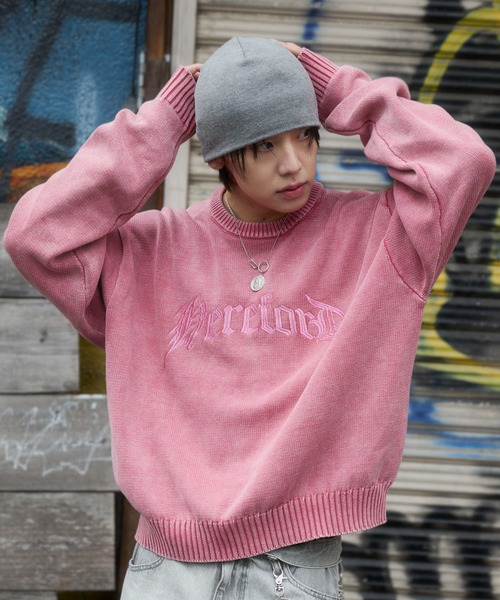 WEGO/【26年春夏新作】ブリーチニットグラフィックプルオーバー