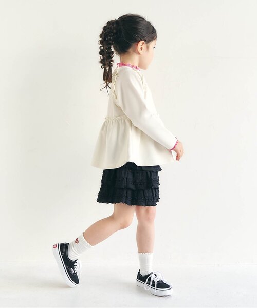 apres les cours(アプレレクール)の「カットソーペプラムフリルジャケット_ジュニア対応(カーディガン/ボレロ・キッズ・アイボリー/ブラック・80/90/100/110/120/130/140)」の4枚目の写真