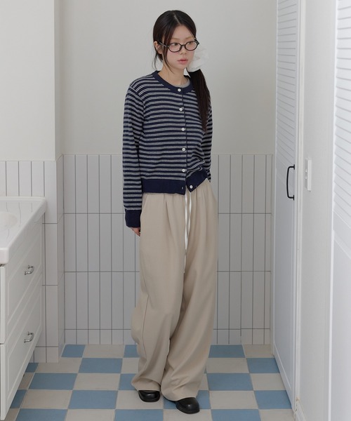 UNE MANSION（ユヌマンション）の「【2026SS新作アイテム】バイカラーウエストレースストリングゴムレイヤードワイドスラックス（スラックス・レディース・チャコール/ベージュ/ブラック・FREE）」の21枚目の写真