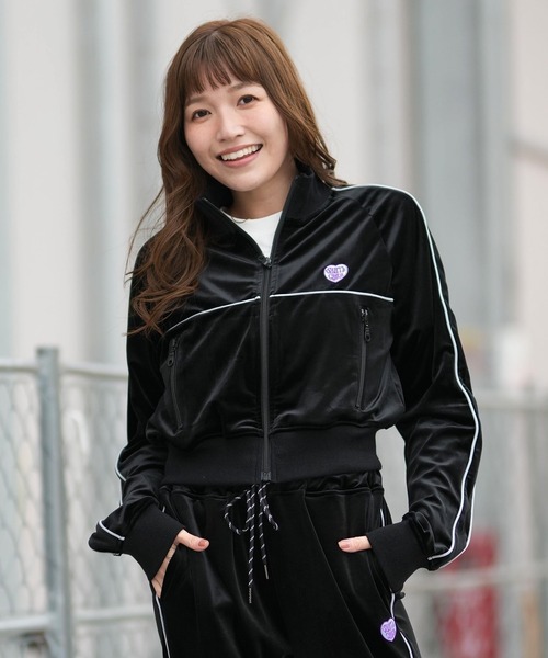 【ムラサキスポーツ限定】SANTACRUZ/サンタクルーズ トラックジャケット クロップド丈 ベロア生地 セットアップ対応 502261131