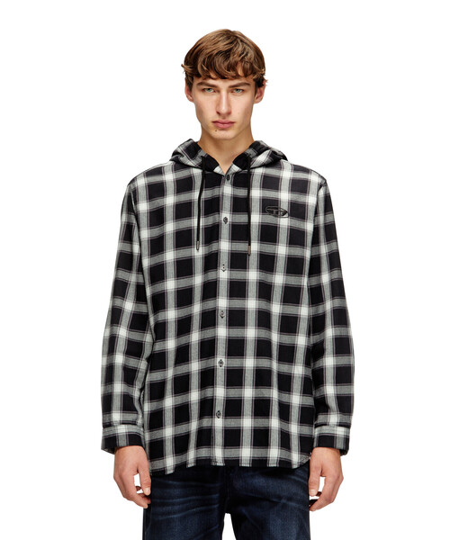 DIESEL（ディーゼル）の「メンズ フード付きシャツ S-IX-AJFI（シャツ/ブラウス・メンズ・ブラック系その他・46/44/48/50/52/54）」の5枚目の写真