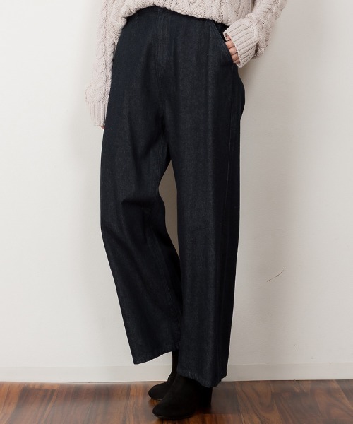 aity(アイティ)の「M-4L デニムストレートワイドパンツ(デニムパンツ・レディース・ブルー/ワンウォッシュ/ネイビー・M/4L/3L/LL/L)」の1枚目の写真