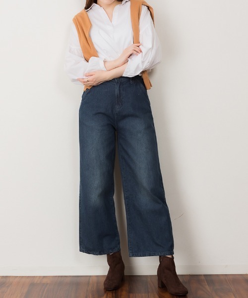 aity(アイティ)の「M-4L デニムストレートワイドパンツ(デニムパンツ・レディース・ブルー/ワンウォッシュ/ネイビー・M/4L/3L/LL/L)」の15枚目の写真