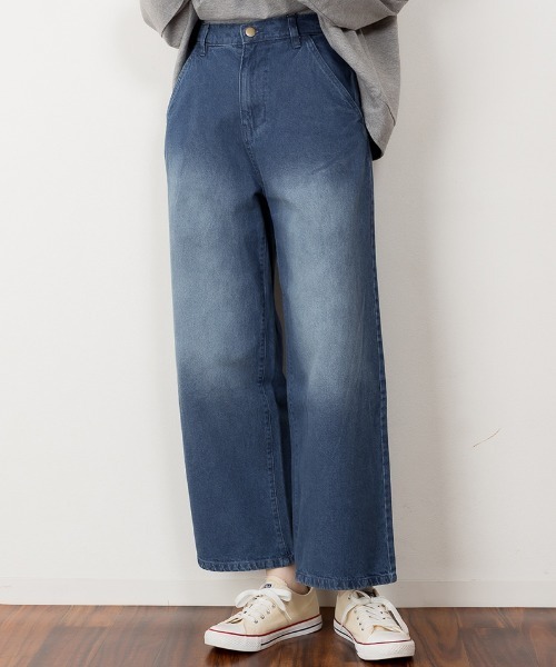 aity(アイティ)の「M-4L デニムストレートワイドパンツ(デニムパンツ・レディース・ブルー/ワンウォッシュ/ネイビー・M/4L/3L/LL/L)」の19枚目の写真