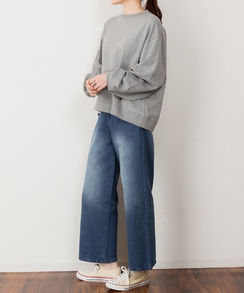 aity(アイティ)の「M-4L デニムストレートワイドパンツ(デニムパンツ・レディース・ブルー/ワンウォッシュ/ネイビー・M/4L/3L/LL/L)」の6枚目の写真