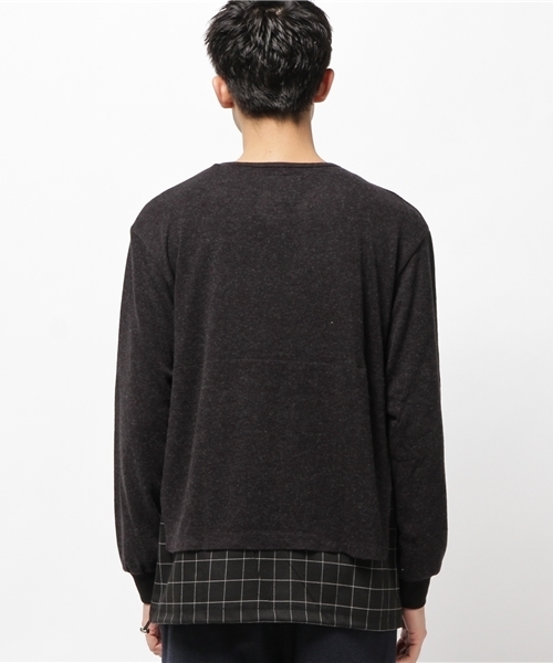 OUTLET(アウトレット)の「【WHO'S WHO gallery】EXニットソー切替(Tシャツ/カットソー・メンズ・ブラック/カーキ・MEDIUM/LARGE)」の4枚目の写真