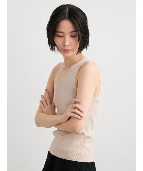 MIESROHE(ミースロエ)の「【セットアップ対応】【洗える】シルク混ワンショルRIBニット(ニット/セーター・レディース・ブラック/ベージュ・F)」の20枚目の写真