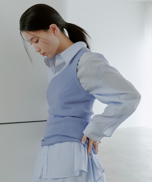 MIESROHE(ミースロエ)の「【セットアップ対応】【洗える】シルク混ワンショルRIBニット(ニット/セーター・レディース・ブラック/ベージュ・F)」の4枚目の写真