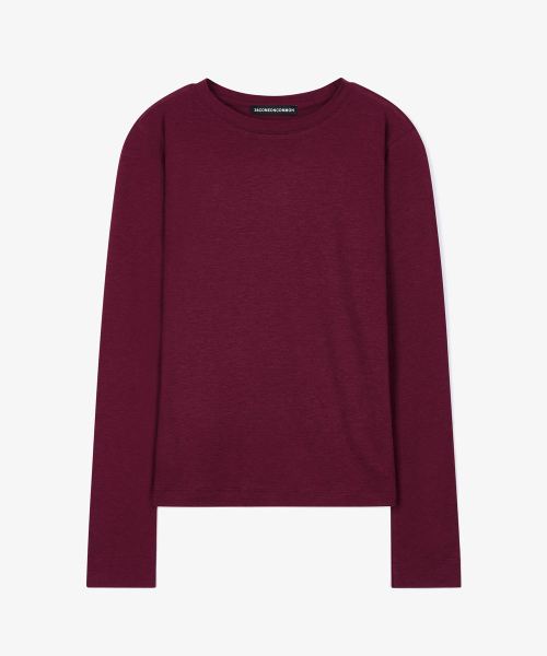 38COMEONCOMMON(38カモンコモン)の「Tencel Long Sleeve T-Shirts (Burgundy)(Tシャツ/カットソー・レディース・その他・FREE)」の1枚目の写真