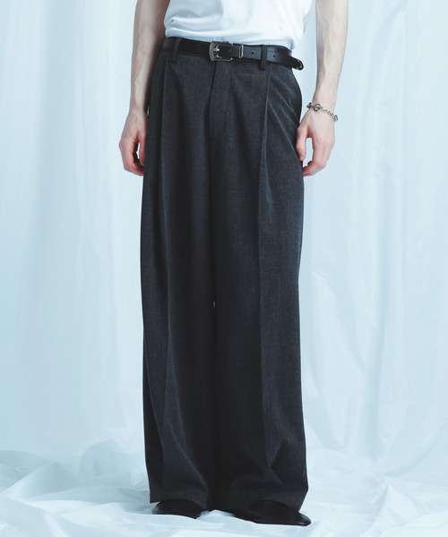 HARE(ハレ)の「【SET UP対応】ボックスタックワイドテーパードパンツ(HARE)(スラックス・メンズ・ブラック/グリーン/ベージュ/ブラック系その他・MEDIUM/SMALL)」の2枚目の写真