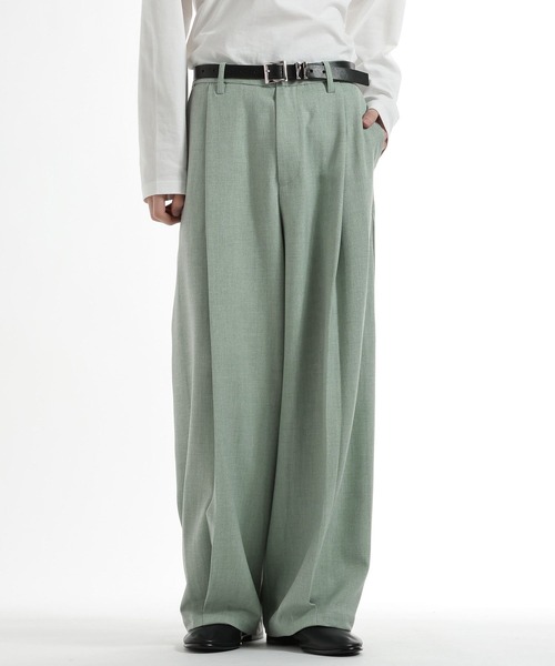 HARE(ハレ)の「ボックスタックワイドテーパードパンツ(HARE)(スラックス・メンズ・ブラック/グリーン/ベージュ・MEDIUM/SMALL)」の3枚目の写真