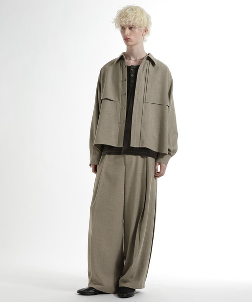 HARE(ハレ)の「ボックスタックワイドテーパードパンツ(HARE)(スラックス・メンズ・ブラック/グリーン/ベージュ・MEDIUM/SMALL)」の6枚目の写真