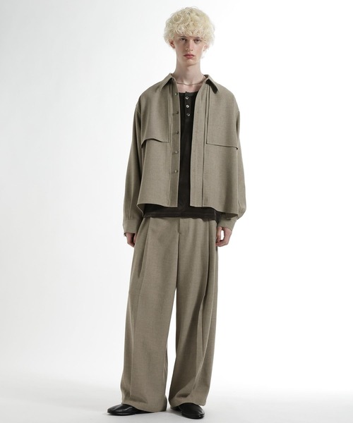 HARE(ハレ)の「ボックスタックワイドテーパードパンツ(HARE)(スラックス・メンズ・ブラック/グリーン/ベージュ・MEDIUM/SMALL)」の7枚目の写真