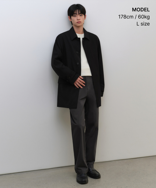 MUSINSA STANDARD（ムシンサスタンダード）の「[シティワーカーズ] ウリッシュカーコート [ブラック]（トレンチコート・メンズ・その他・MEDIUM/LARGE/X-LARGE/2XL）」の2枚目の写真