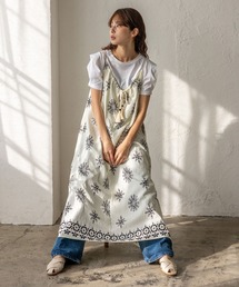 VitaFelice | オリエンタル柄ロングワンピース キャミワンピース リゾート 春服(ワンピース)