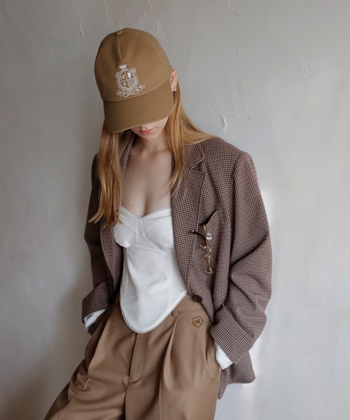 mieya mieya（ミーヤミーヤ）の「【mieya mieya】PREPPY CUFFS JK/プレッピーカフスジャケット（テーラードジャケット・レディース・ネイビー/チェック/キャメル・FREE）」の11枚目の写真