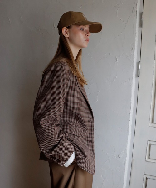 mieya mieya（ミーヤミーヤ）の「【mieya mieya】PREPPY CUFFS JK/プレッピーカフスジャケット（テーラードジャケット・レディース・ネイビー/チェック/キャメル・FREE）」の16枚目の写真