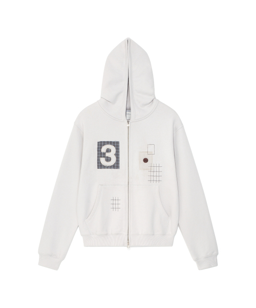 THECOLDESTMOMENT(ザコールデストモーメント)の「TCM 3 stitch hooded zip-up (grey beige)(パーカー・レディース・その他・S/M/L)」の2枚目の写真
